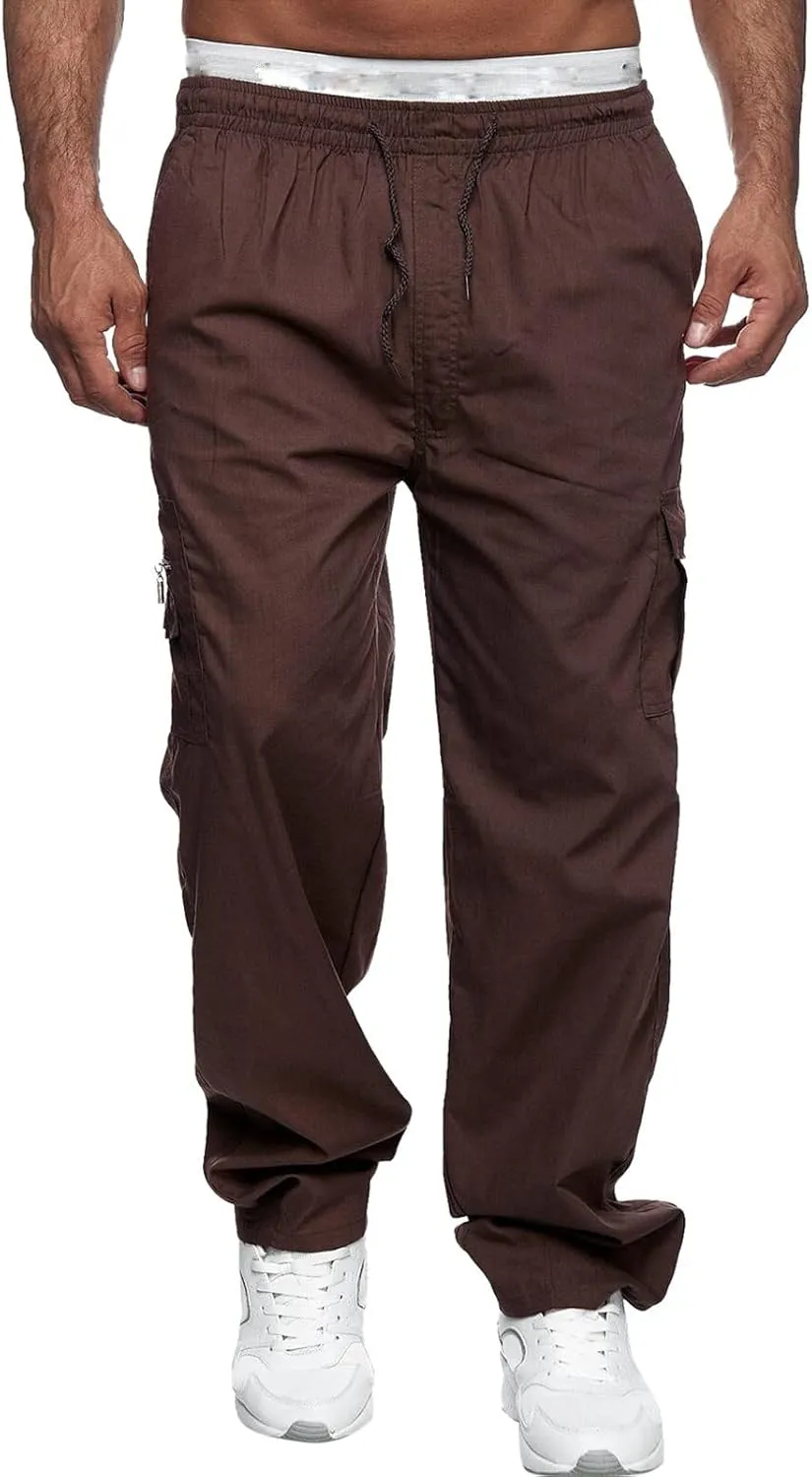 Mens Sweatpants with Pockets Cargo Sweatpants Open Bottom Straight Leg Casual Loose Fit Baggy Athletic Jogger Pants