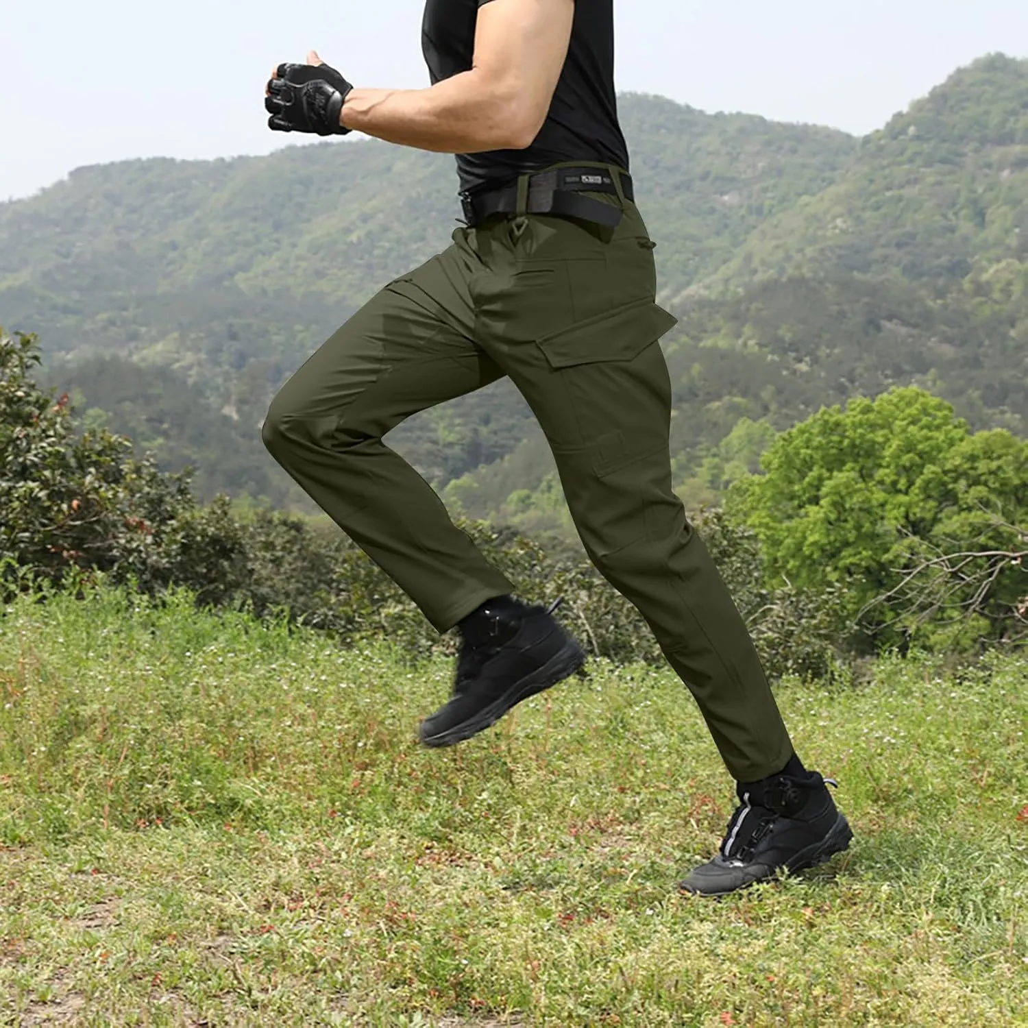 Men's Tactical Cargo Pants Water Resistant Lightweight Hiking Sweatpants Outdoor Work Pants with Pockets