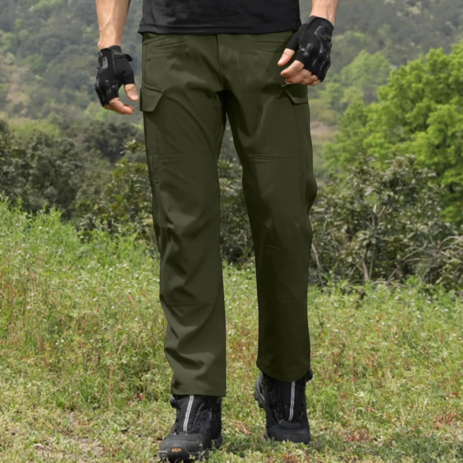 Men's Tactical Cargo Pants Water Resistant Lightweight Hiking Sweatpants Outdoor Work Pants with Pockets