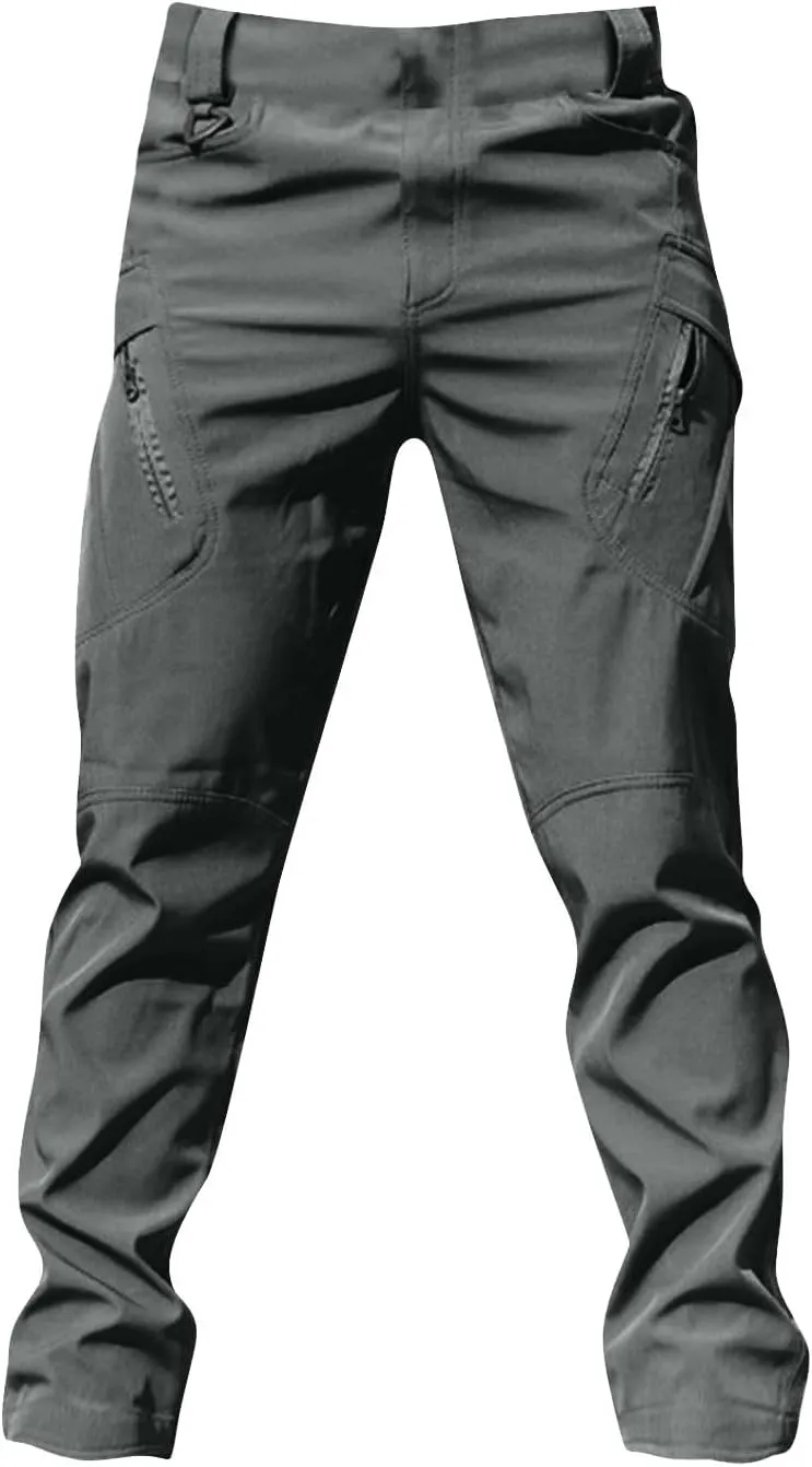 Mens Tactical Waterproof Pants Relaxed Fit Work Hiking Multi Pockets Flex Camo Cargo Trousers