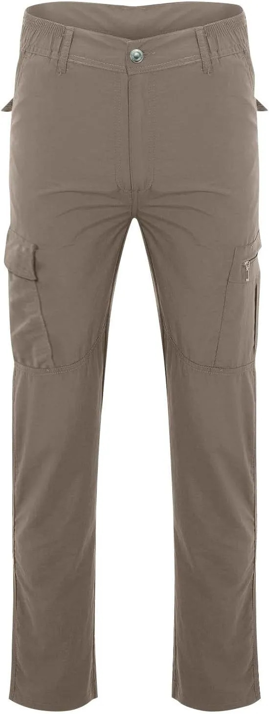 Mens Tactical Waterproof Pants Relaxed Fit Work Hiking Multi Pockets Flex Camo Cargo Trousers