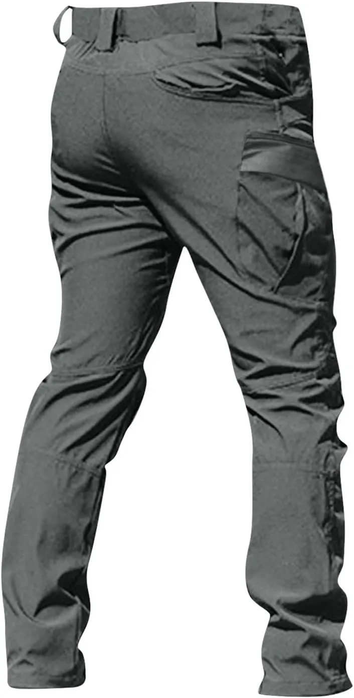 Mens Tactical Waterproof Pants Relaxed Fit Work Hiking Multi Pockets Flex Camo Cargo Trousers