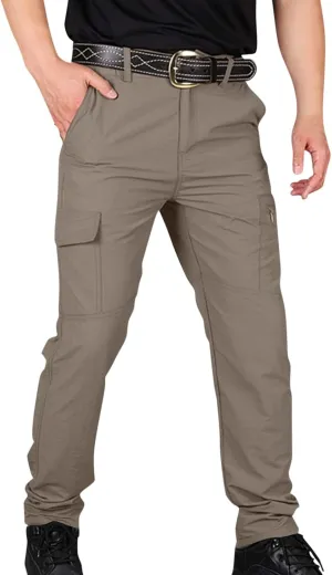 Mens Tactical Waterproof Pants Relaxed Fit Work Hiking Multi Pockets Flex Camo Cargo Trousers