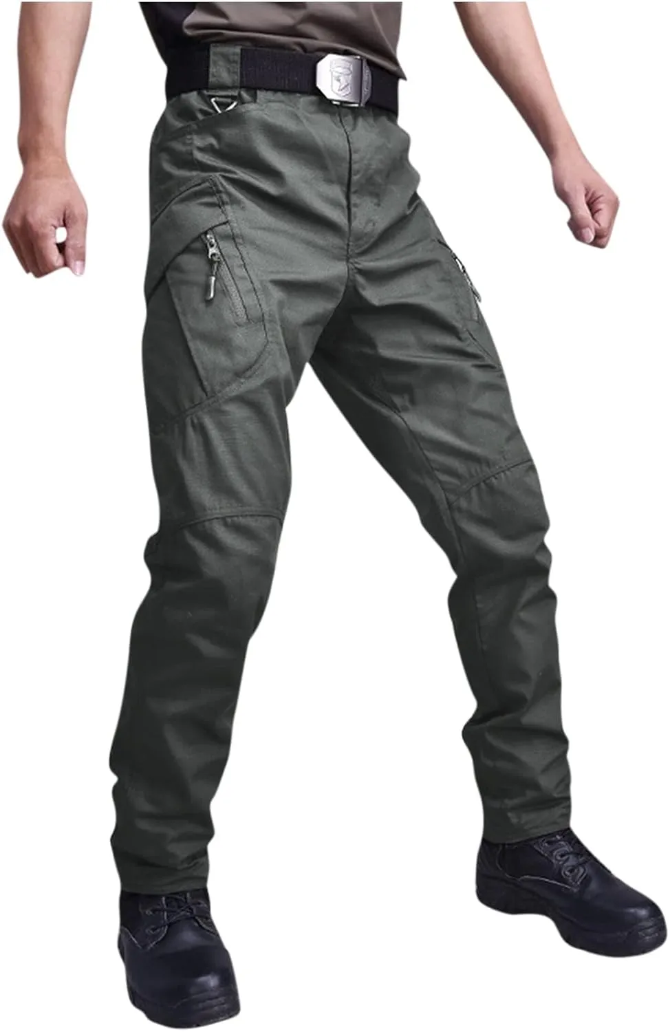 Mens Tactical Waterproof Pants Relaxed Fit Work Hiking Multi Pockets Flex Camo Cargo Trousers