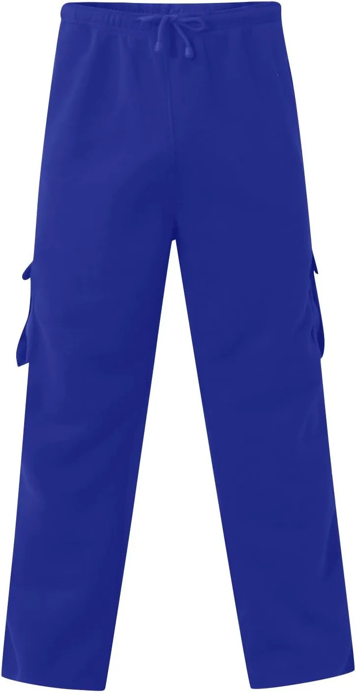 Mens Travel Cargo Pants Comfy Elastic Waist Pants with Multi-Pocket Loose Drawstring Lightweight Trousers