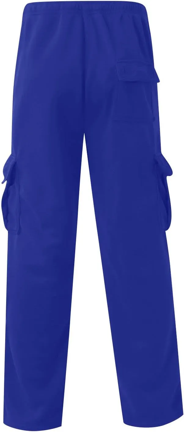 Mens Travel Cargo Pants Comfy Elastic Waist Pants with Multi-Pocket Loose Drawstring Lightweight Trousers