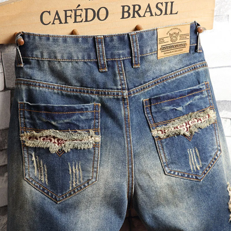 Men's Trendy Ripped Denim Capri - GlamzLife