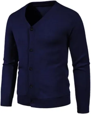 Men's V Neck Sweatercoat Autumn Knitted Slim Fit Solid Color Cardigan Long Sleeve Knitwear Korean Style Sweater