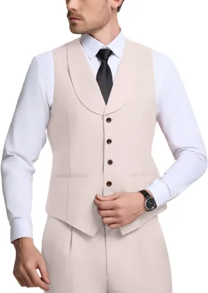 Mens Vest Pants Suits Set 2 Pieces Slim Fit Groomsmen Suit for Men Formal