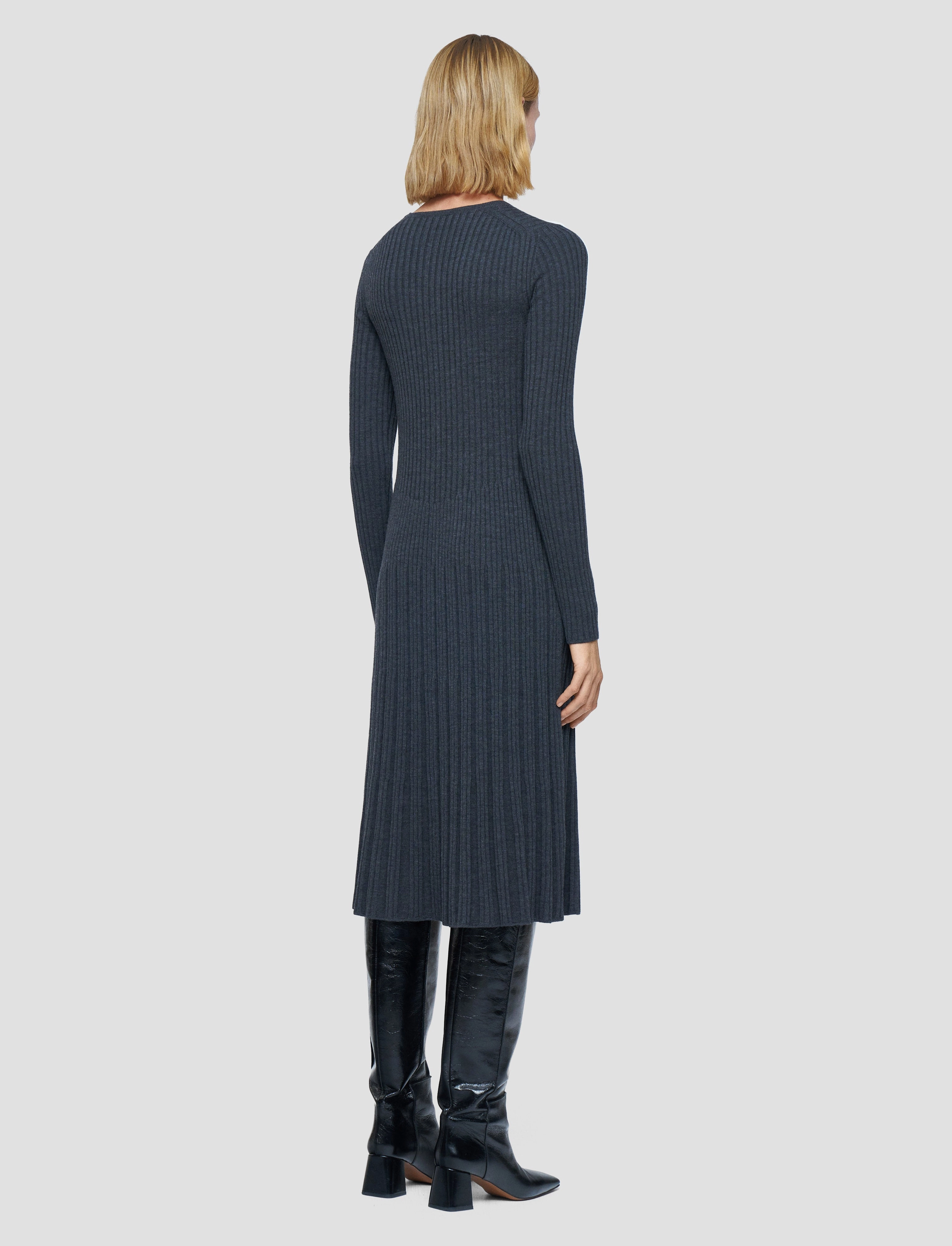 Merino Rib Knit Dress Chic Waistband Design