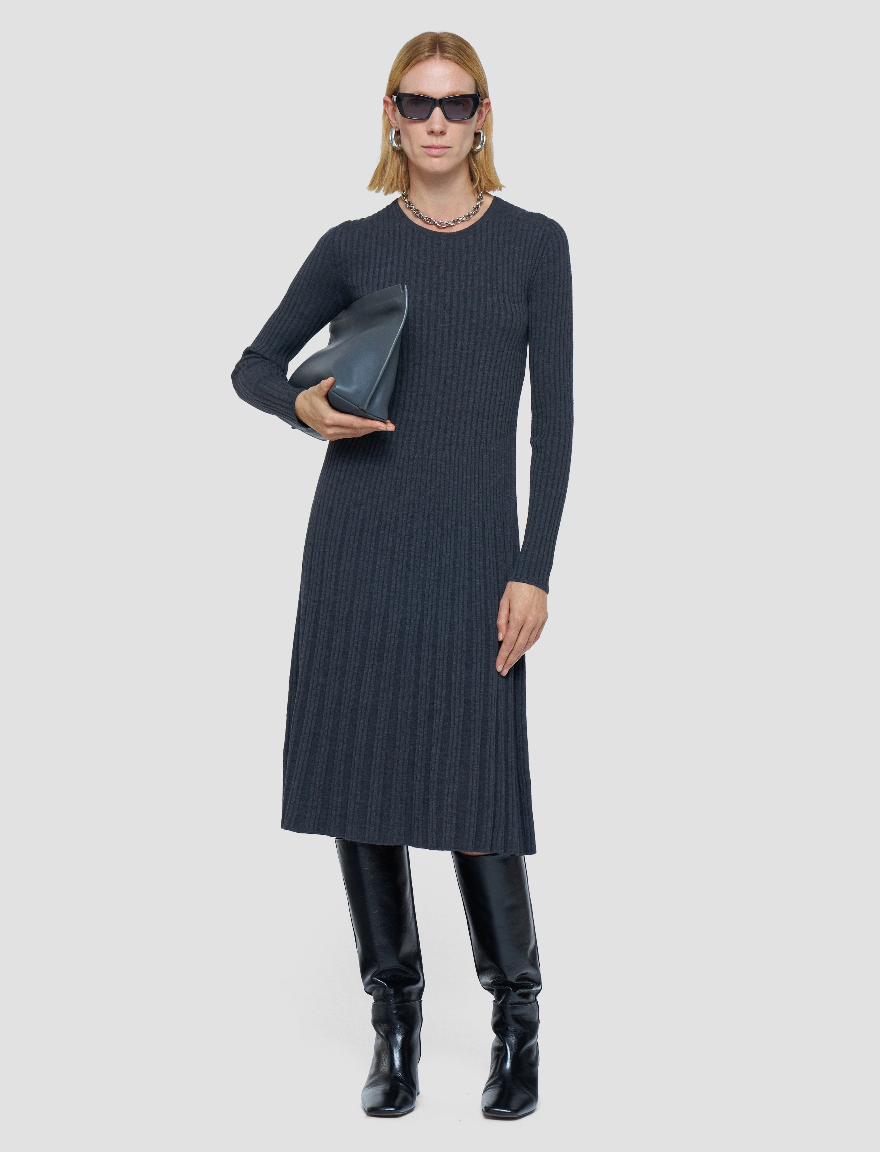 Merino Rib Knit Dress Elegant Everyday