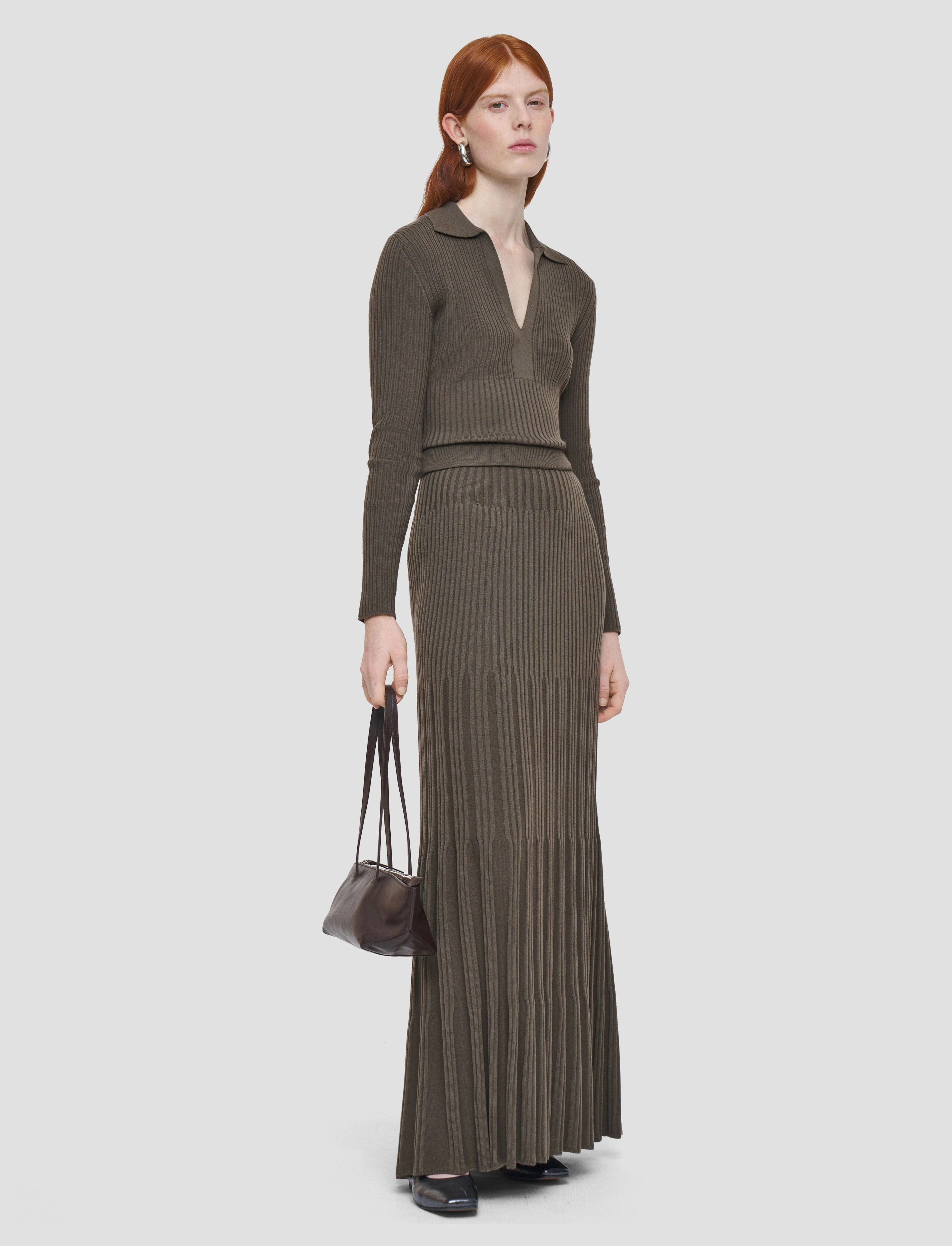 Merino Rib Knit Skirt Daily Wear