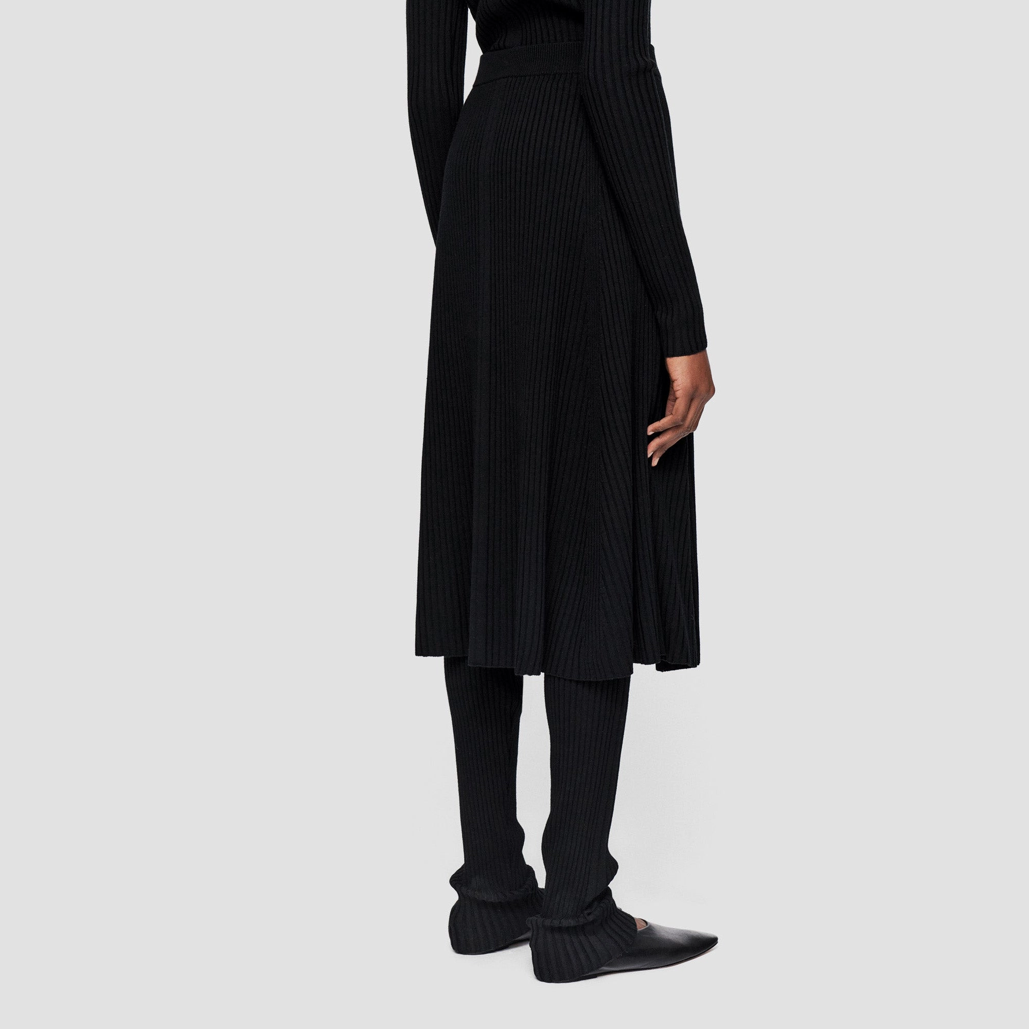 Merino Silk Rib Skirt Airy Look Secure Closure