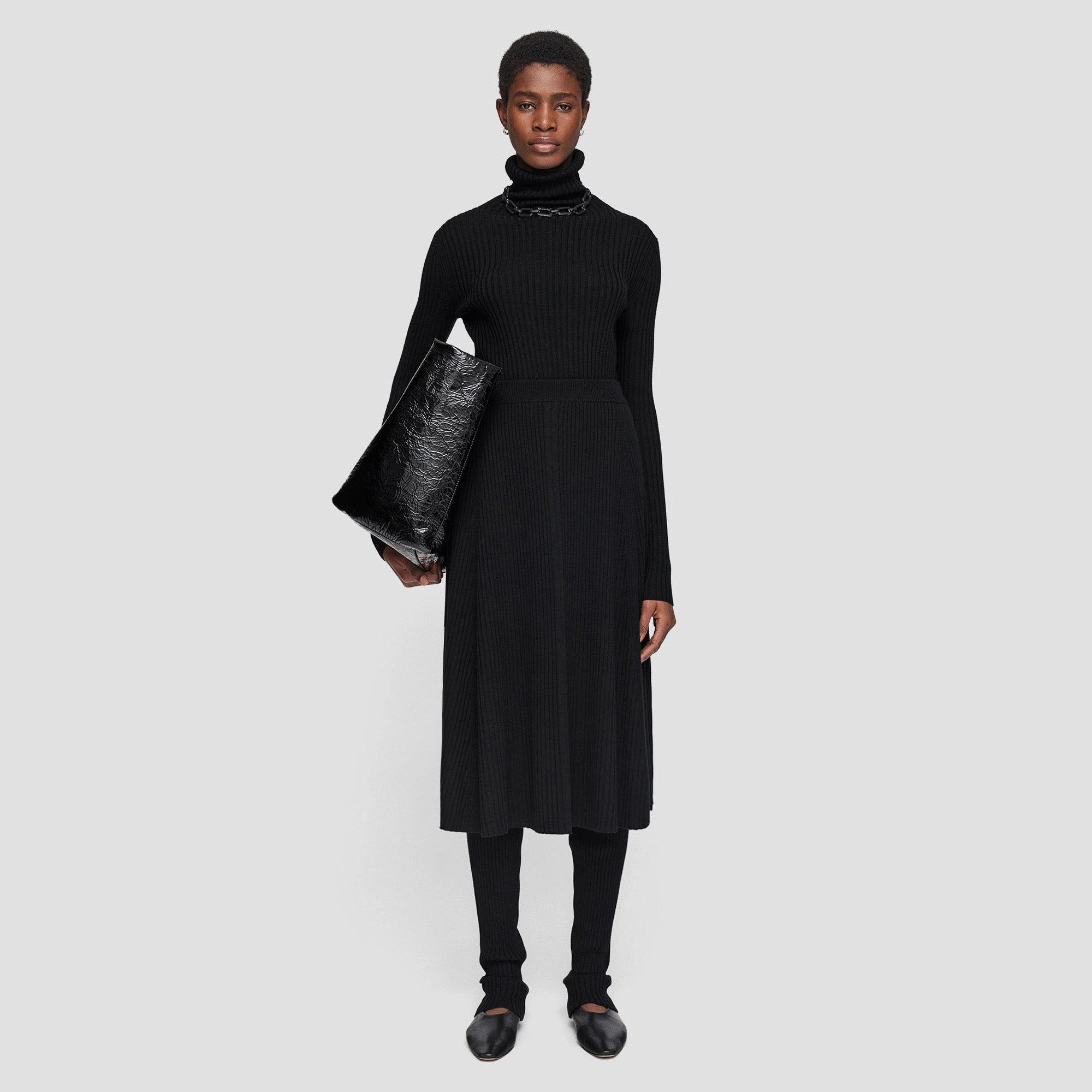Merino Silk Rib Skirt Daily Fashion