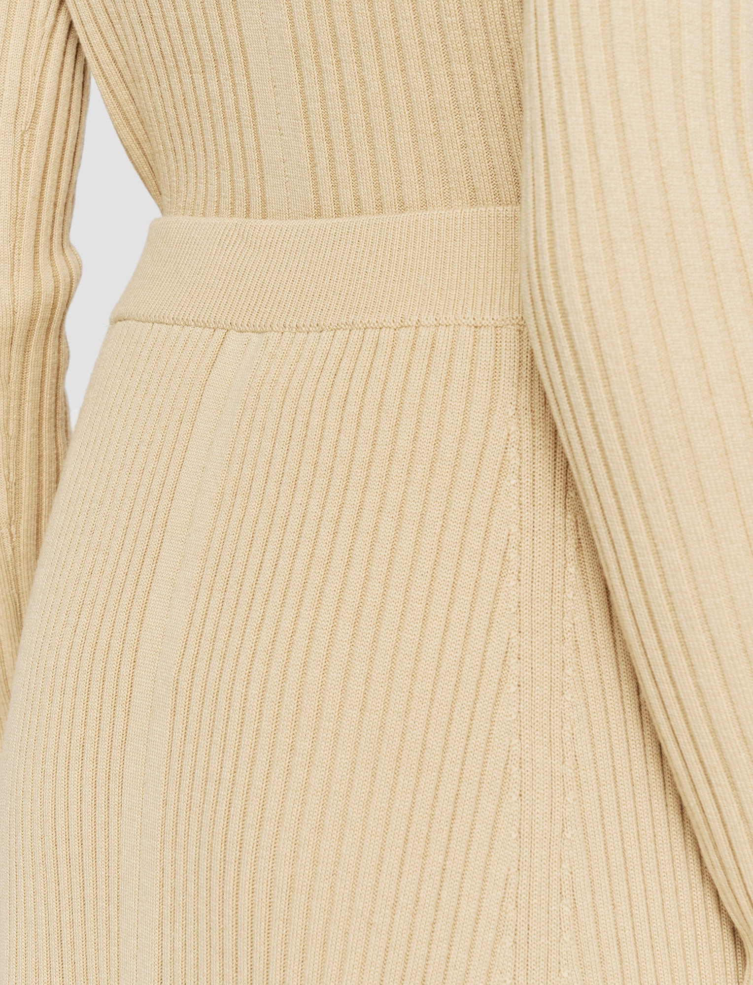 Sturdy Waistband Merino Silk Rib Skirt