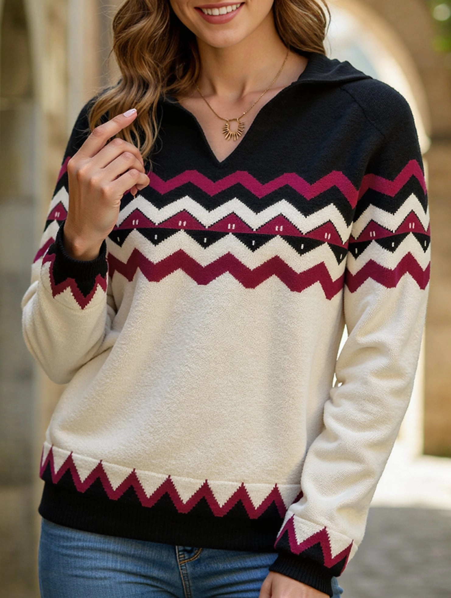 Tagless Collar Christmas atmosphere pullover sweater