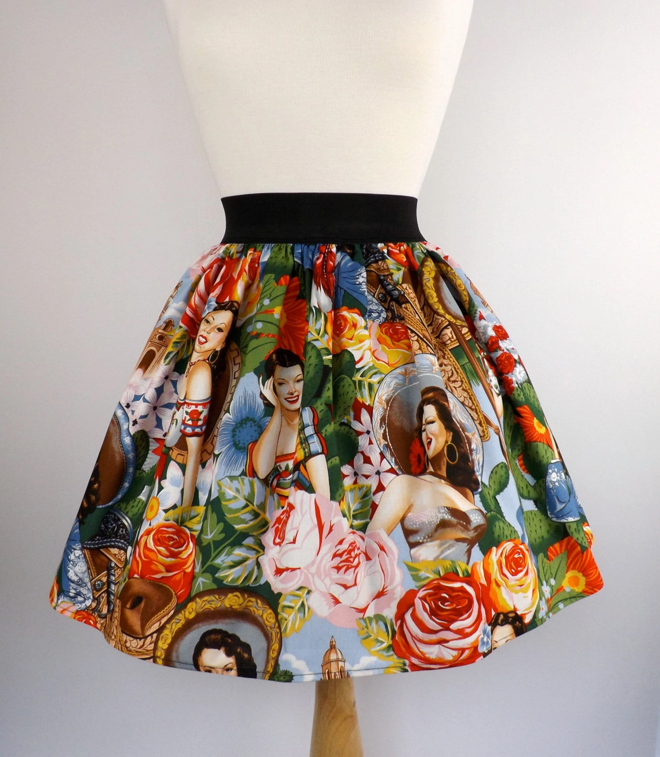 Stylish Vibe lace accents Mexican Senoritas pleated Skirt # S-AP721