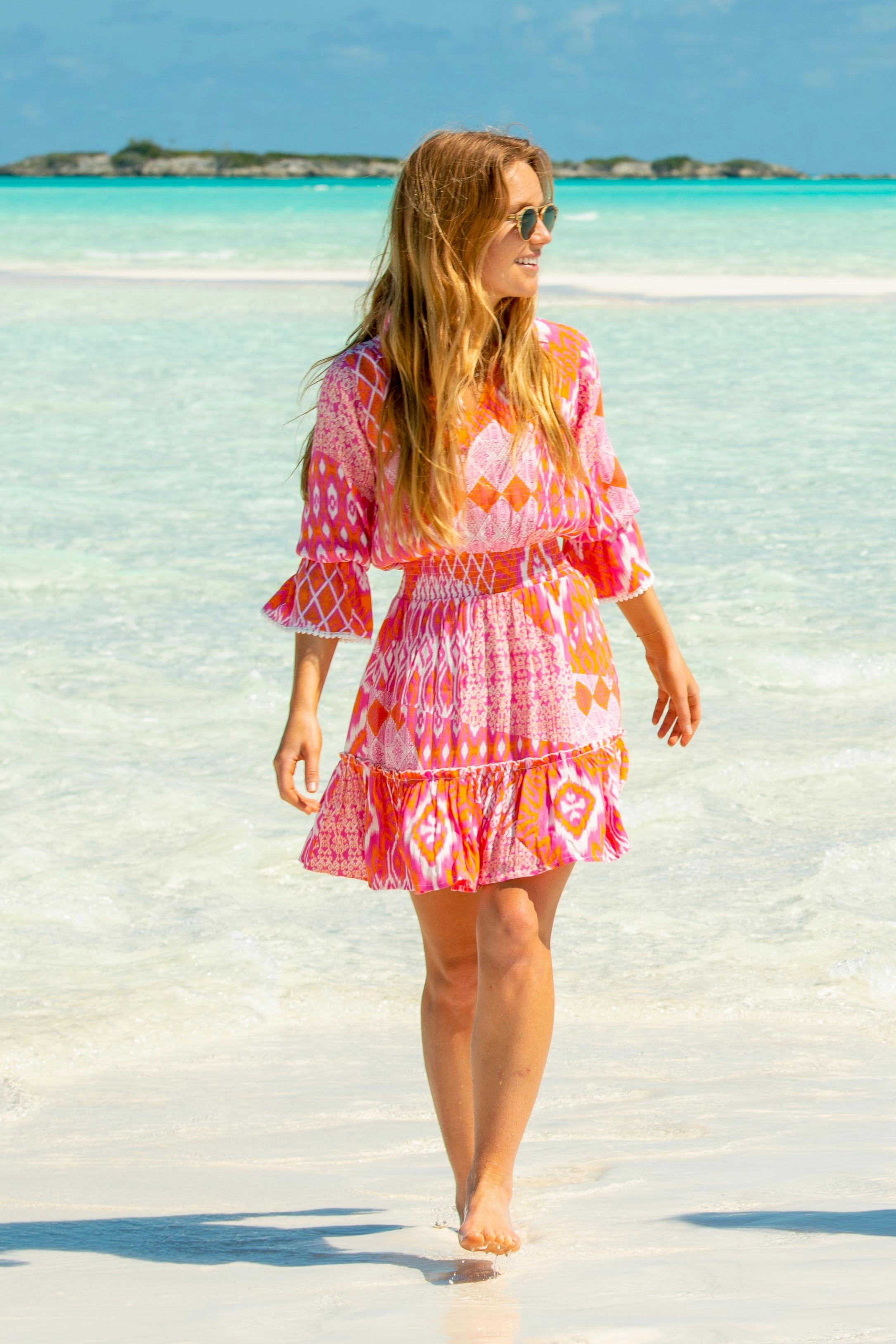 Mia Dress / Flamingo Gentle Texture Patterned-Fabric