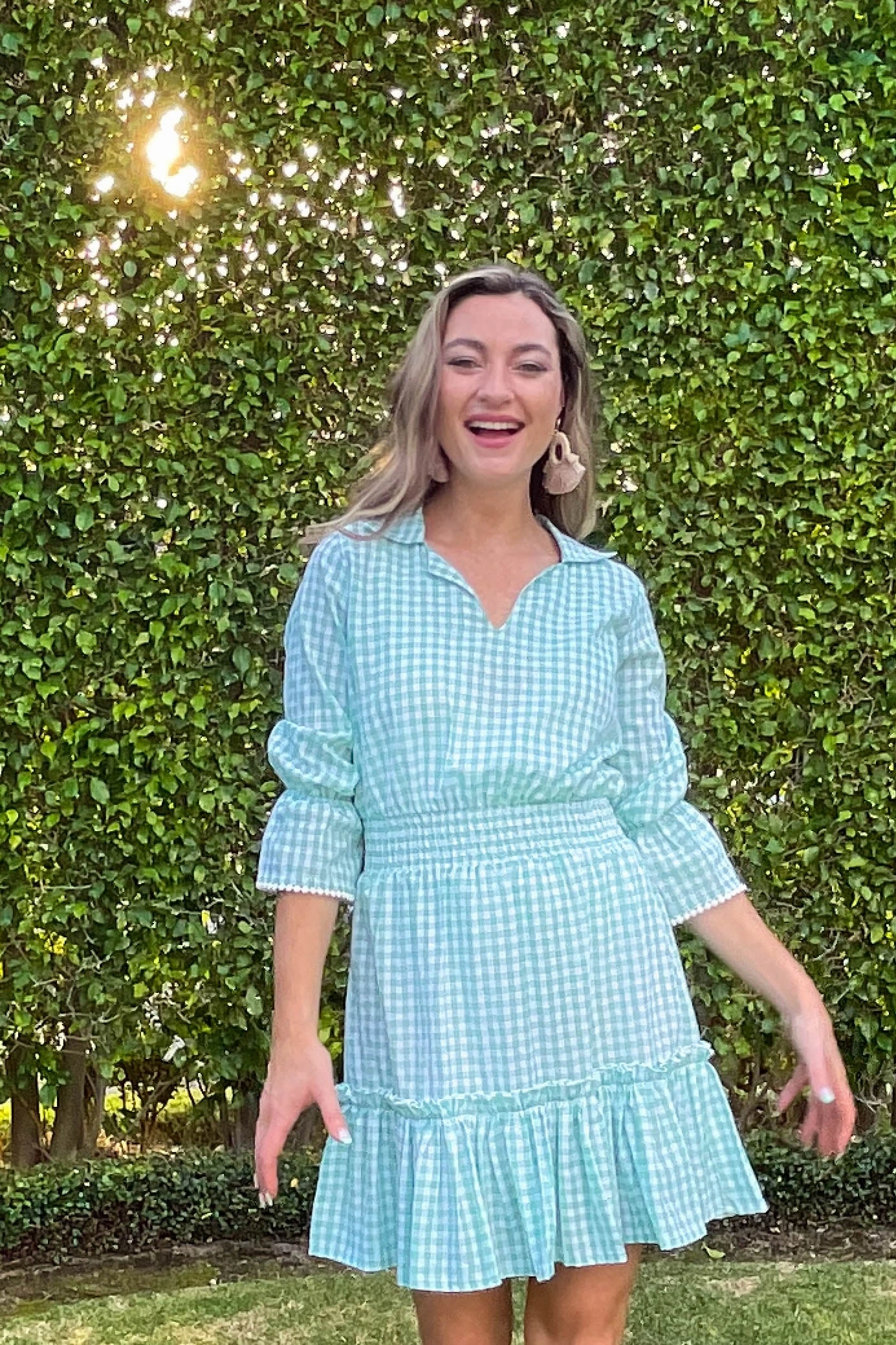 Mia Dress / Lime Gingham Organic-Fabric Abrasion-resistant