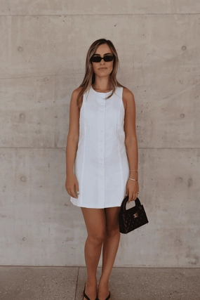 Mia Mini Dress White Shine Dressy Chilly Day Comfort