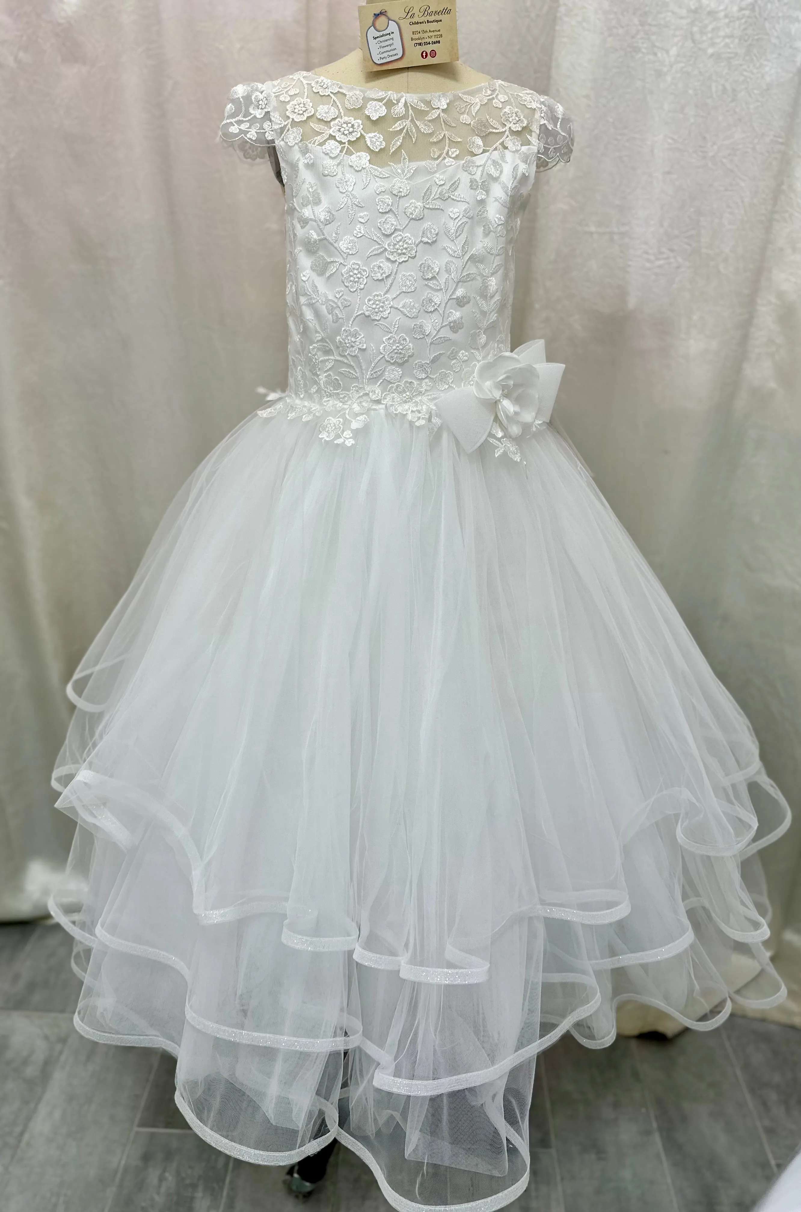 Michelina Bimbi Cap Sleeves Tiered Dress communion dress