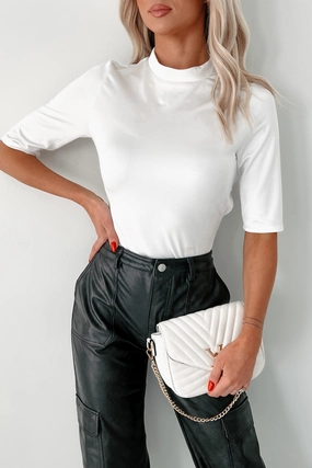 NoSlipSurface Taryn Short Sleeve Criss-Cross Back Bodysuit (White)