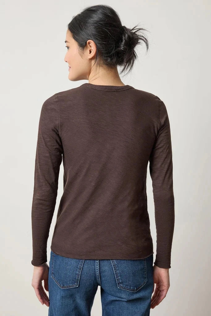 Long Sleeve Bias Crewneck Espresso sporty wear