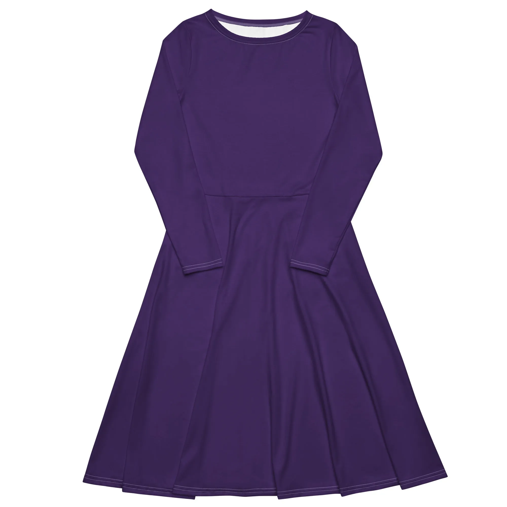 Midi Dress Long Sleeve Colour Purple (Glamourange Colour Midi Dress Long Sleeve for Women)