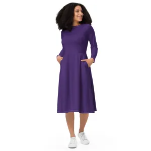 Midi Dress Long Sleeve Colour Purple (Glamourange Colour Midi Dress Long Sleeve for Women)