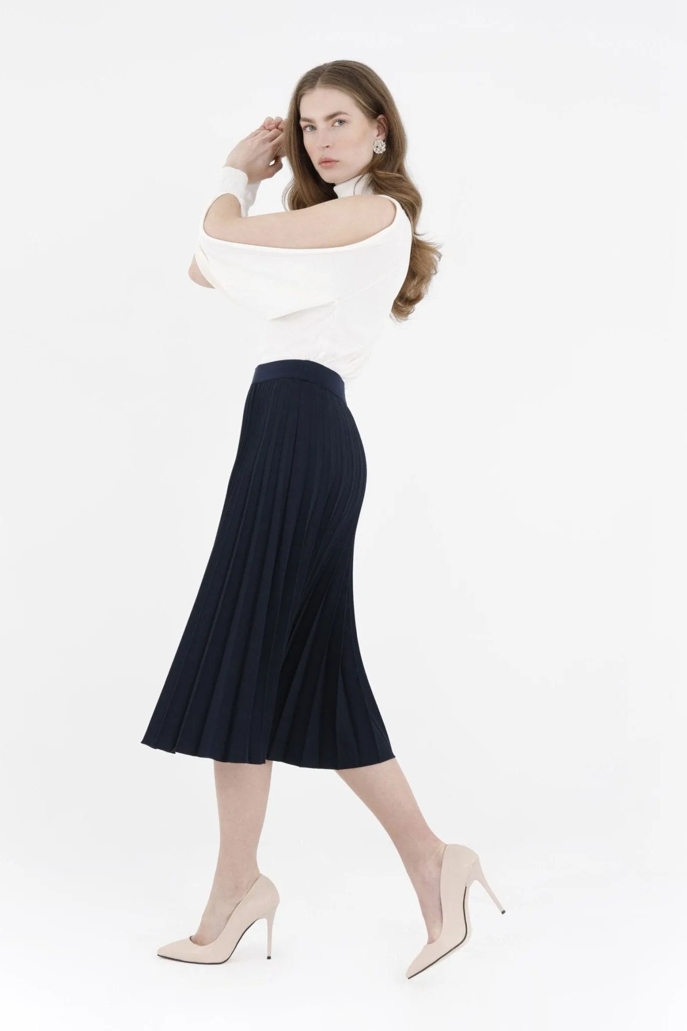 Midi Thin Pleated Below The Knee Skirt