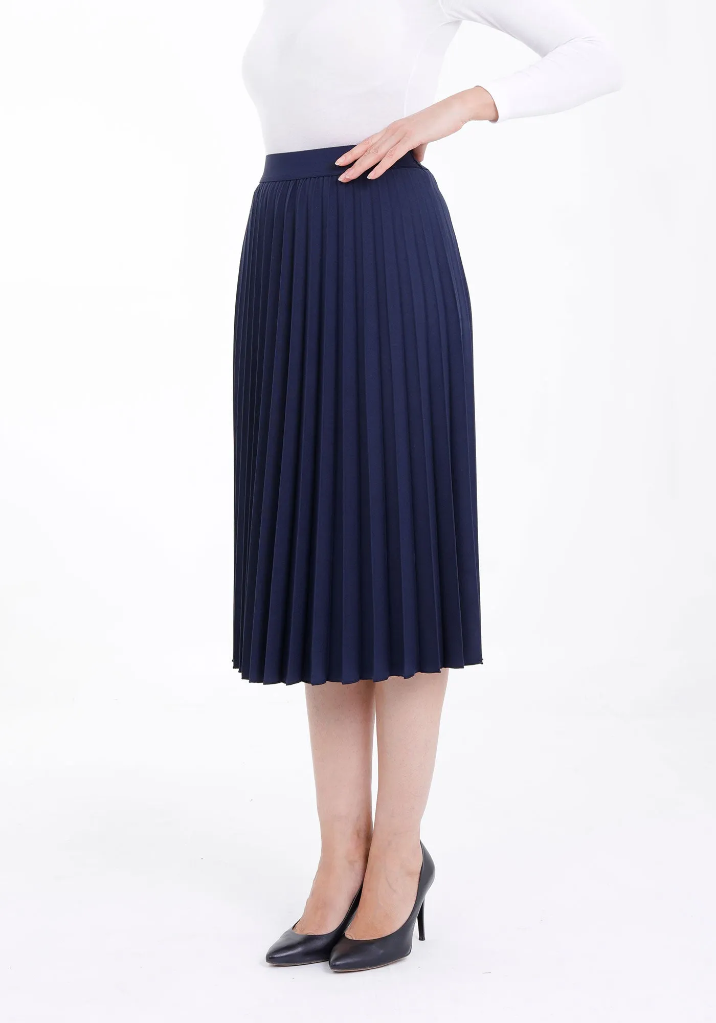 Midi Thin Pleated Below The Knee Skirt