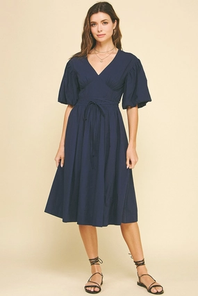 Midnight Hour Dark Navy Midi Dress Comfortable shift dress