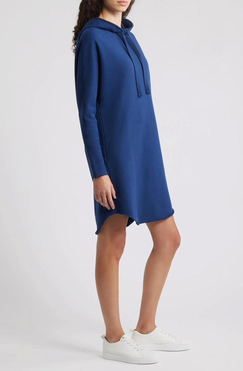 Bold colors Mini James Fleece Hooded Mini Cape Dress Tide