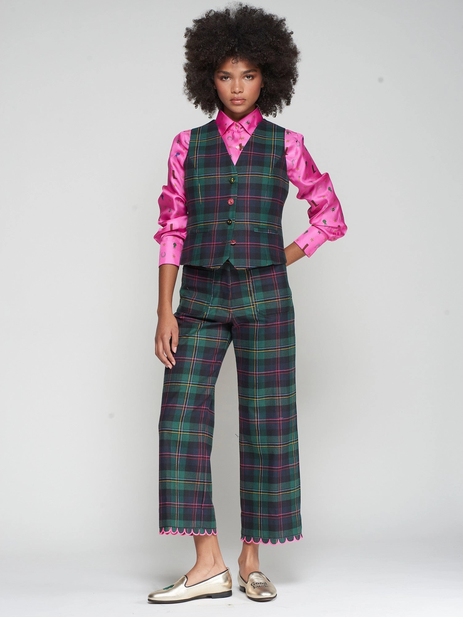 Comfortable Design Cozy Stretch PLAID TROUSER