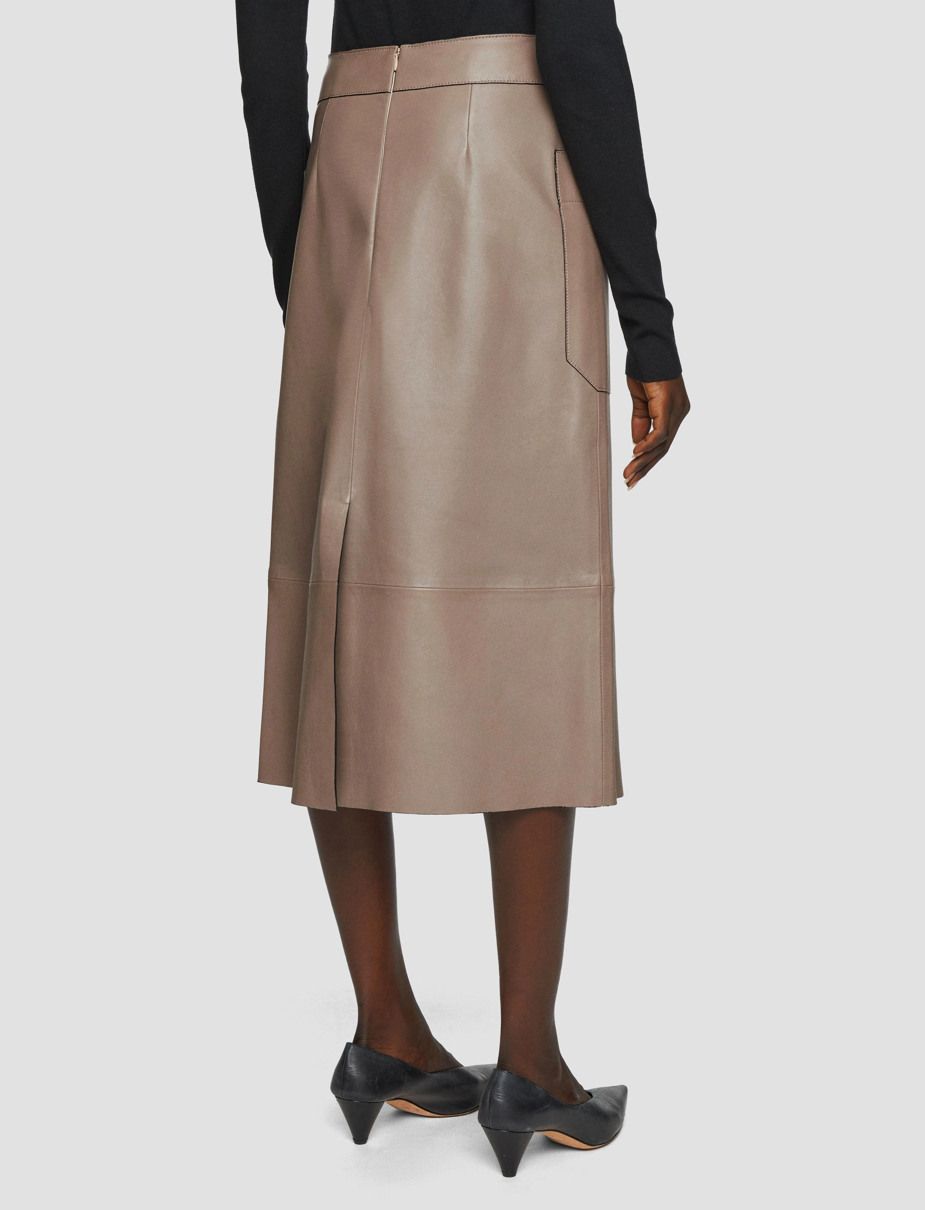 A Line Silhouette Blomfield Nappa Leather Skirt