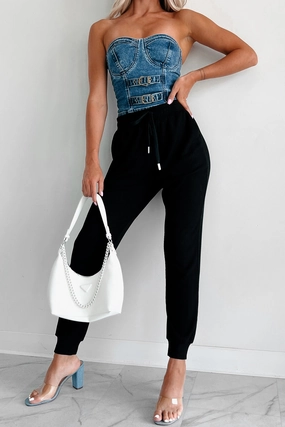 Coveted Comfort Ribbed Knit Joggers (Black) Chic Appeal Seamless Waistband