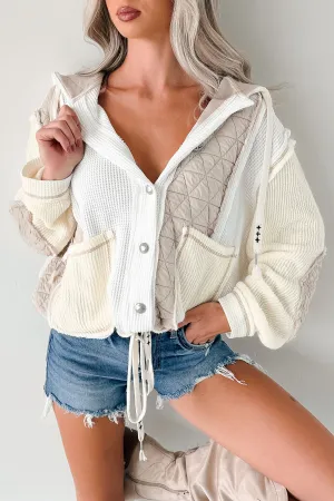 Meet Your Match POL Quilted Hoodie Jacket (Cream/Beige) MultiLayer Stitching LowMaintenanceFabric