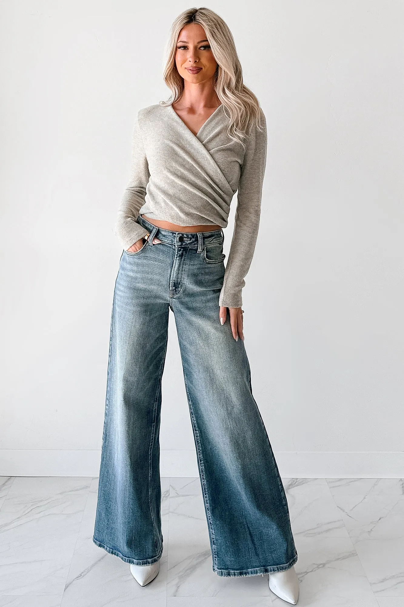 Multi Directional Mobility Goddess Within Fleece Wrap Top (Taupe)