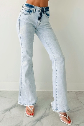 Gwen Tummy Control Saige Flare Star Jeans (Light) tech fabric