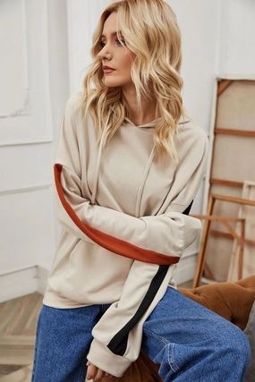 LOOSE HOODED TOP Double Layered Fabric