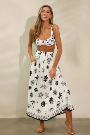 MINKPINK Shell White Midi Skirt