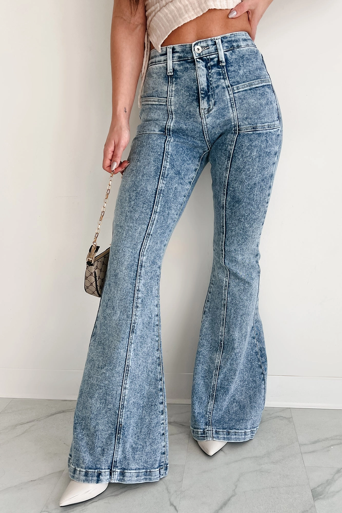 Mirella High Rise Boot Cut Special A Jeans (Medium Dark) Flared bottom Dressy look