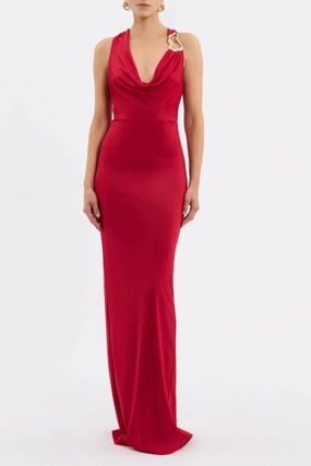 Daily Option Carmine Halter Maxi Red