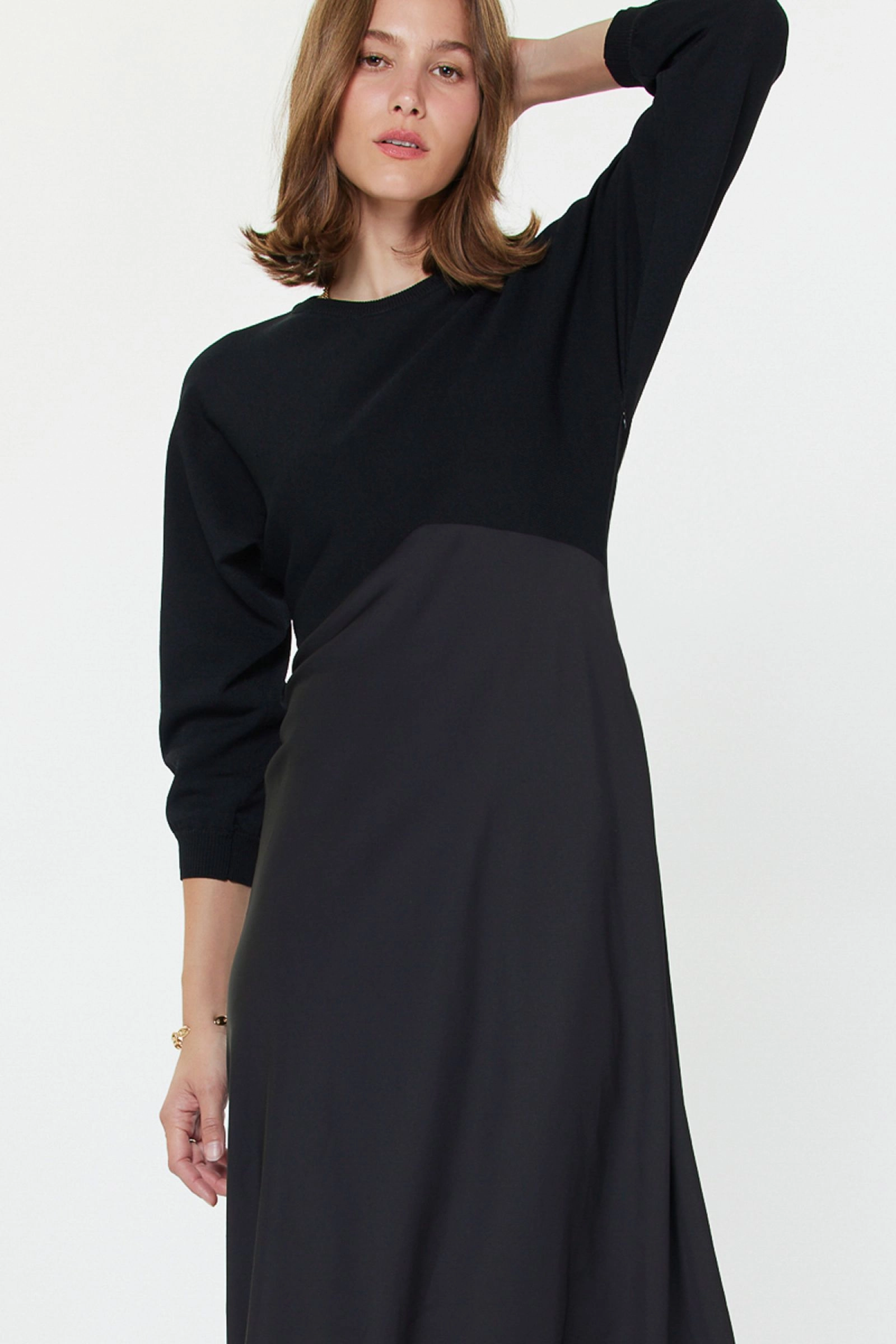 Weekend Ready Urban Spirit MIXED MEDIA SWEATER DRESS
