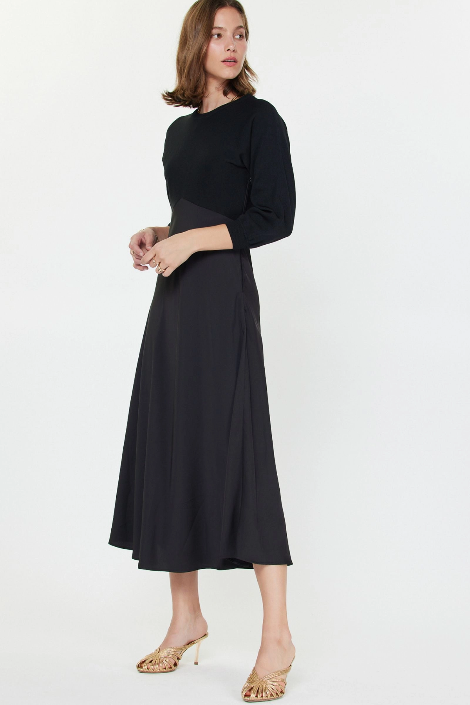 Fall Ready MIXED MEDIA SWEATER DRESS
