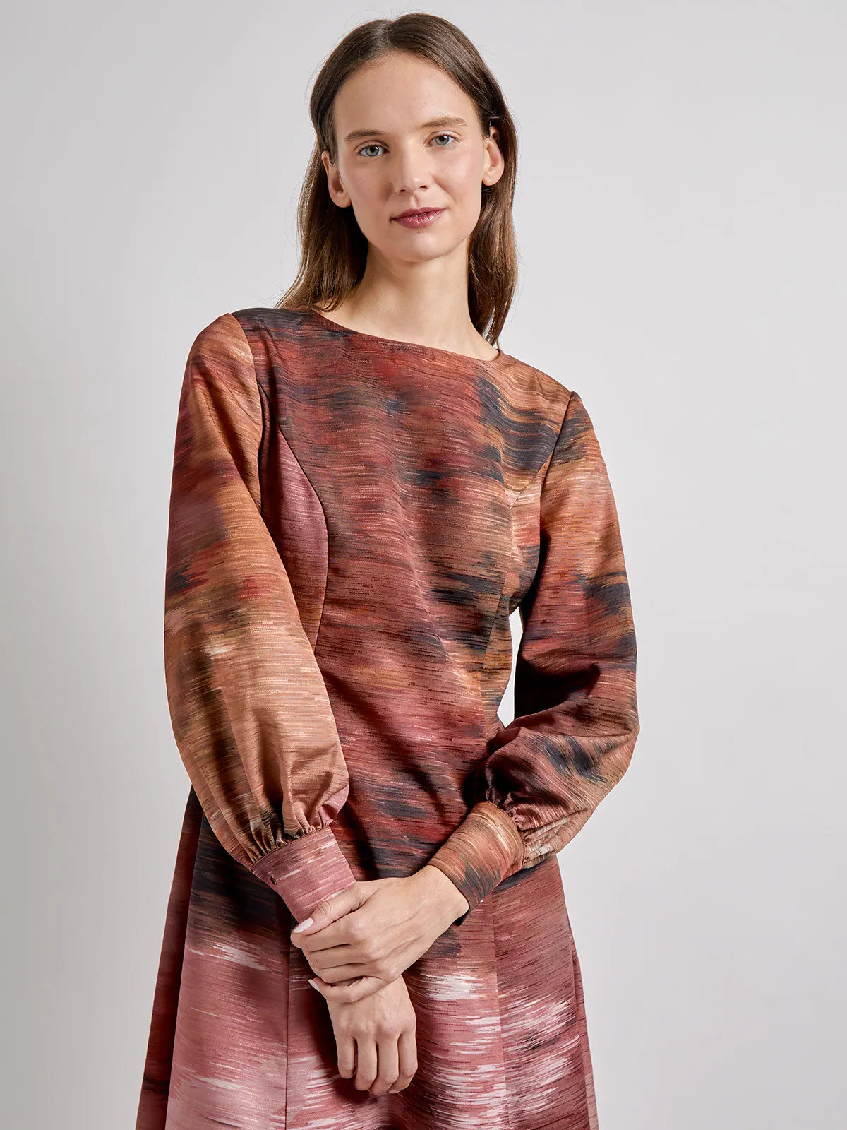 Modern A-Line Abstract Woven Maxi Dress