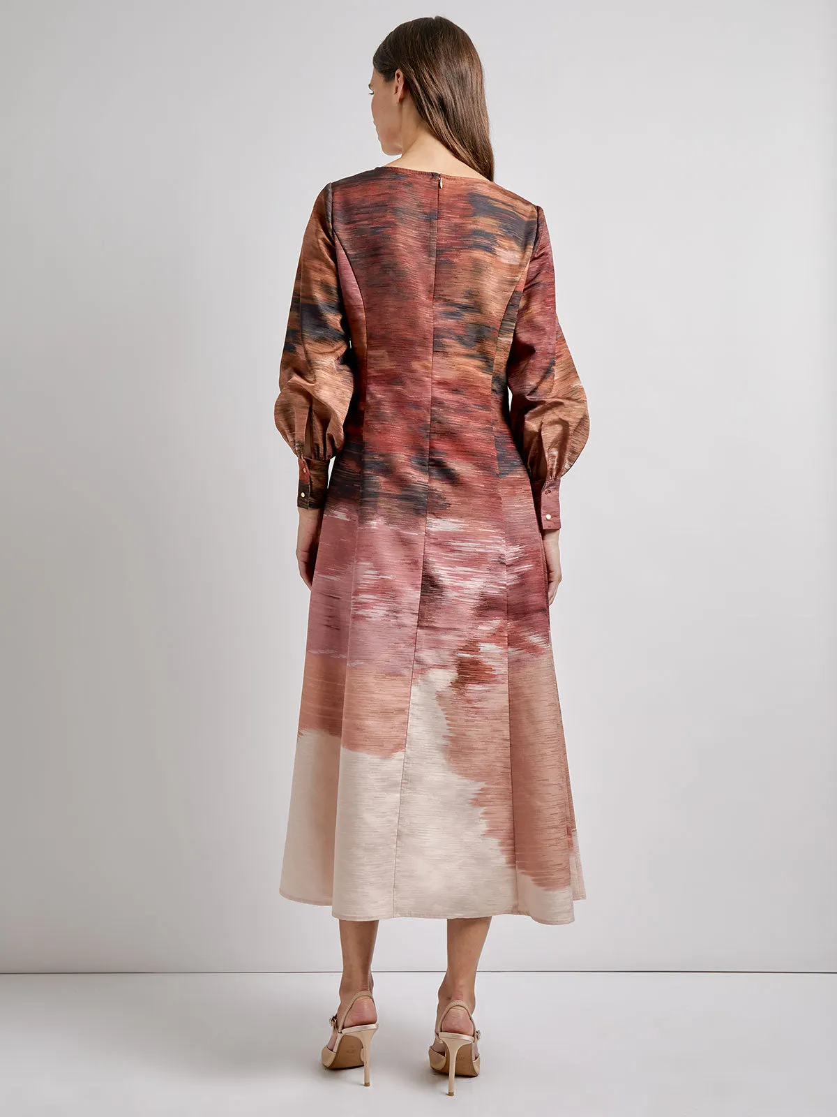 Modern A-Line Abstract Woven Maxi Dress