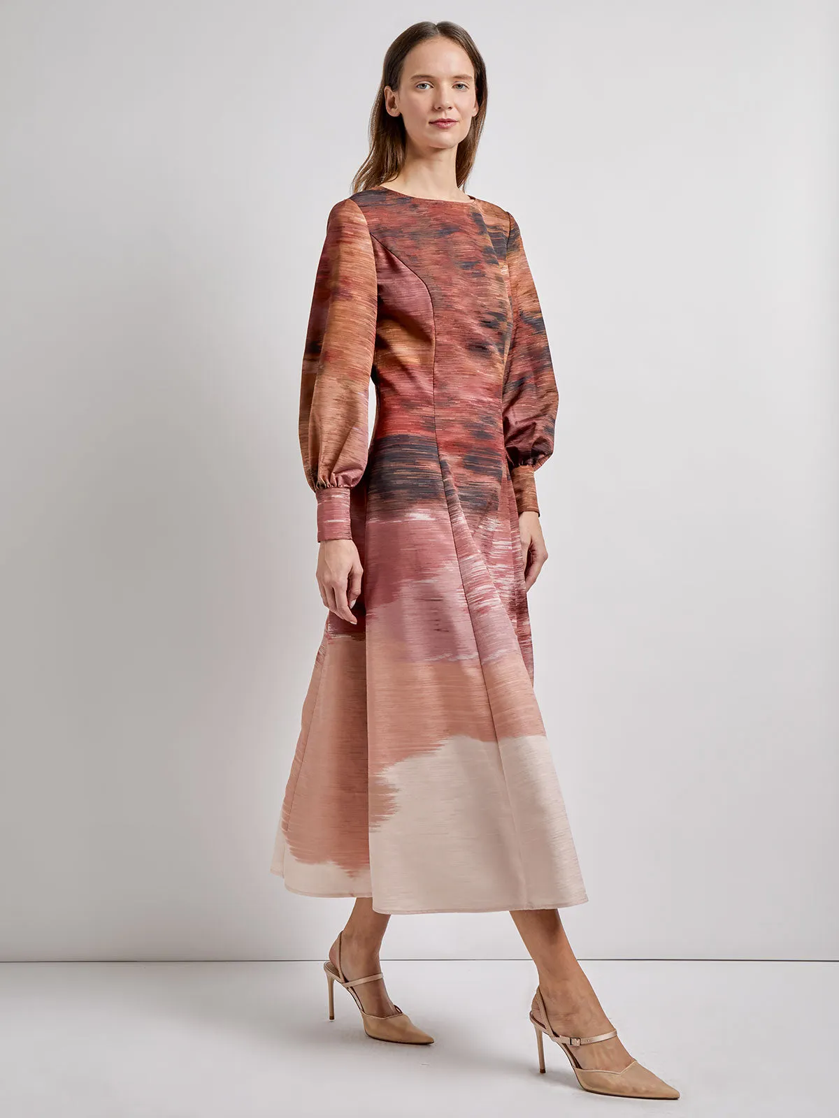 Modern A-Line Abstract Woven Maxi Dress