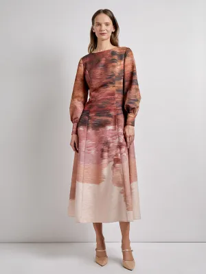 Modern A-Line Abstract Woven Maxi Dress