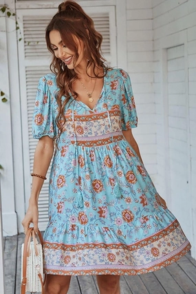 Premium Look SUMMER PRINT SMALL FRESH HOLIDAY DRESS